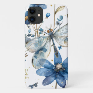 11 Funda para iPhone Blue Dragonfly y Flores