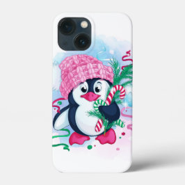 13 Mini Funda para iPhone Cheerful Holiday Penguin Case-Ma