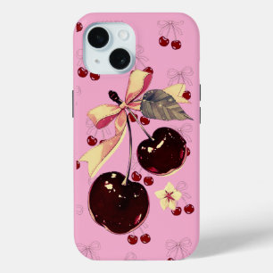 15 Funda para iPhone con estampado de cereza rosa vin