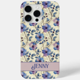 15 Pro Max Funda para iphone con flores azules y rosas