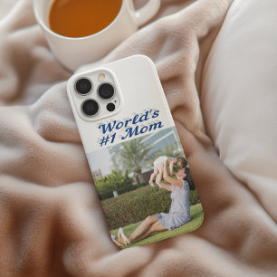 13 Funda para iPhone con foto de mamá y texto azul ma