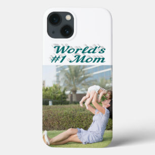 13 Funda para iPhone con foto de mamá y texto verde