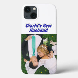 13 Funda para iPhone con foto de marido con texto azu
