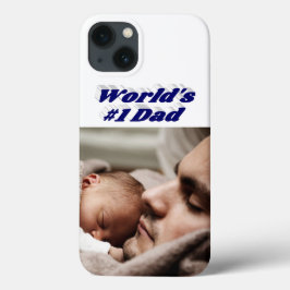 13 Funda para iPhone con foto de papá texto azul oscu
