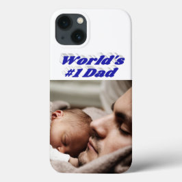 13 Funda para iPhone con foto de papá y texto azul