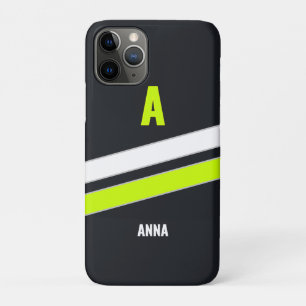 11 Pro Funda para iPhone con monograma ciberretro moderno
