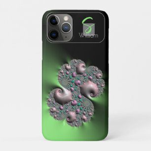11 Pro Funda para iPhone con monograma de fractal líquido