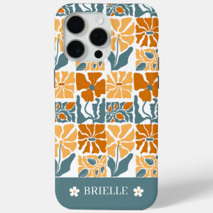 15 Pro Max Funda para iPhone con nombre personalizado y flora