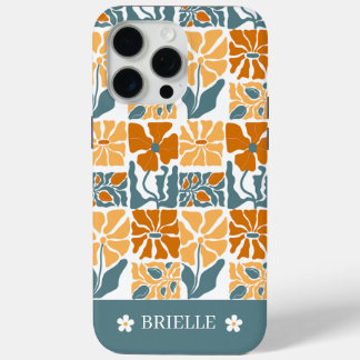15 Pro Max Funda para iPhone con nombre personalizado y flora