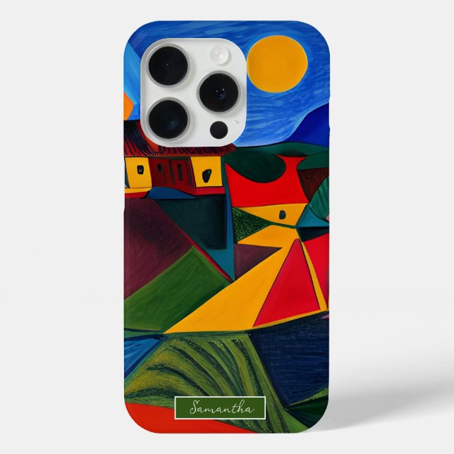 Funda De Case-Mate Para iPhone Funda para iPhone con paisaje de pueblo abstracto  (Reverso )