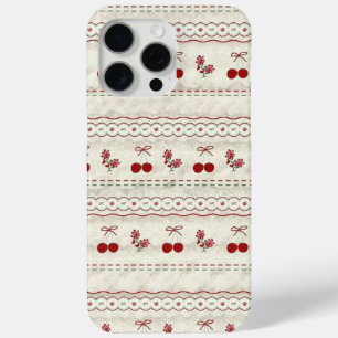 15 Pro Max Funda para iPhone con patrón de encaje de cereza v