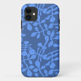 11 Funda para iPhone con patrón de hoja azul sobre az