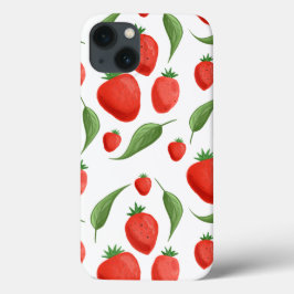 13 Funda para iPhone con patrón de hoja de fresa fres