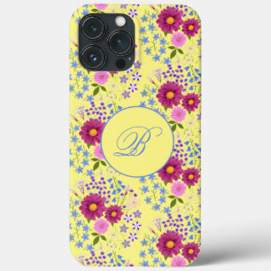 13 Pro Max Funda para iPhone con ramo de flores amarillas y m