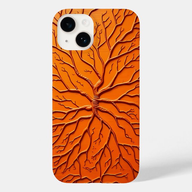 Funda De Case-Mate Para iPhone Funda para iPhone con textura ramificada naranja A (Reverso )