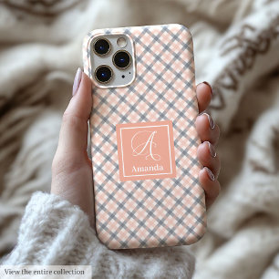15 Pro Max Funda para iPhone Coral Gris Moderno con acento de