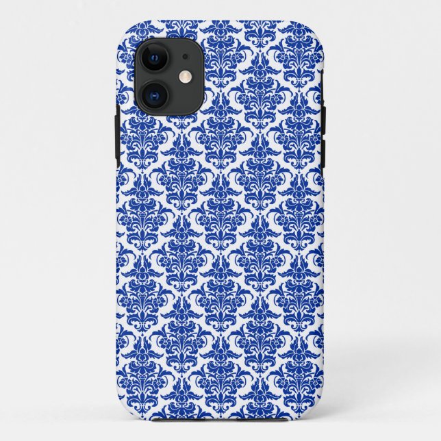 Funda De Case-Mate Para iPhone Funda para iPhone Damask - Navy sobre Blanco (Reverso)