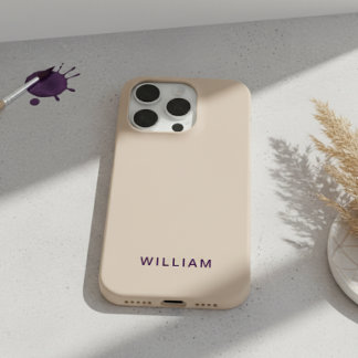 15 Pro Funda para iPhone de color beige personalizada con