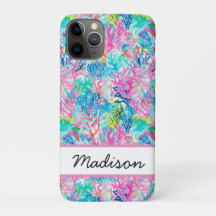Funda para iPhone de coral tropical con acuarela p