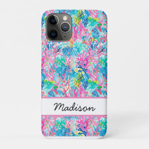 11 Pro Funda para iPhone de coral tropical con acuarela p