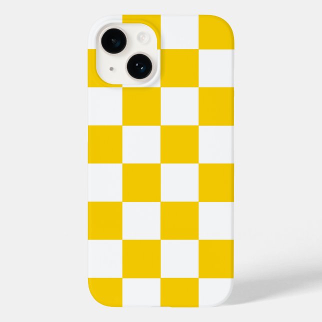 Funda De Case-Mate Para iPhone Funda para iPhone de cuadros amarillos y blancos (Reverso )