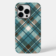 Funda para iPhone de cuadros azules verdes y marro