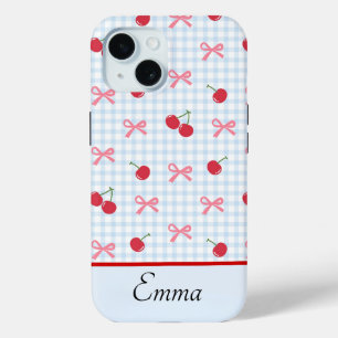 15 Funda para iPhone de cuadros coquette con lazo y c