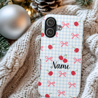 15 Funda para iPhone de cuadros coquette con lazo y c