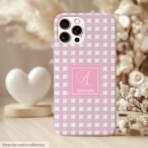 15 Pro Max Funda para iPhone de Cuadros Rosa Minimalista – Es