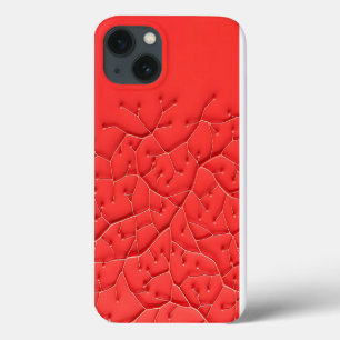 13 Funda para iPhone de diseño orgánico rojo con text