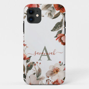 11 Funda para iPhone de flores de color burdeos rosa