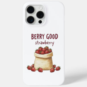 15 Pro Max Funda para iPhone de Fresa Divertida y Bonita