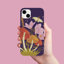 Funda para iPhone de hongo de bosque púrpura