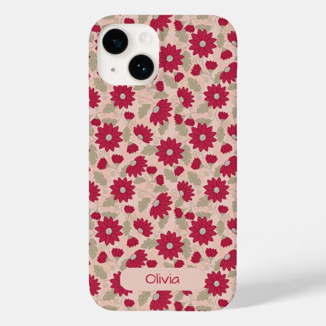 Funda De Case-Mate Para iPhone Funda para iPhone de margaritas rosas personalizad (Reverso )