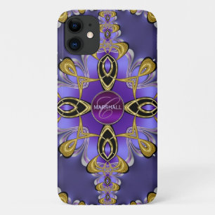 11 Funda para iPhone de monograma de arte de encaje d