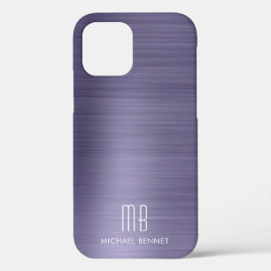 12 Funda para iPhone de Monograma Metálico Morado Cas