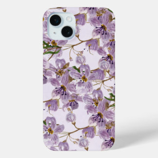 15 Mini Funda para iPhone floral de acuarela púrpura