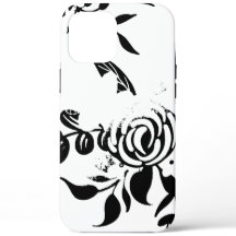 Funda para iPhone floral en negro y blanco desvane