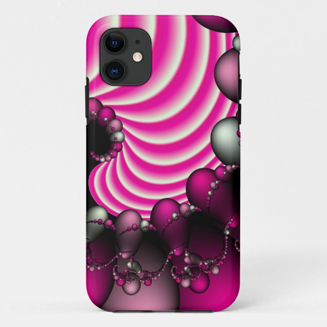 Funda De Case-Mate Para iPhone Funda para iphone fractal rosa y blanca (Reverso)