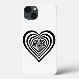 13 Funda para iPhone Ilusión Óptica Corazón Negro