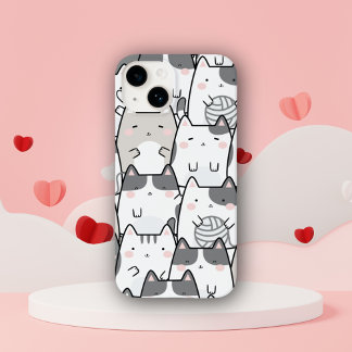 Funda Para iPhone 14 De Case-Mate Funda para iPhone / iPad con patrón de gato kawaii