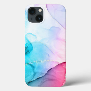 13 Funda para iPhone / iPad de acuarela rosa azul