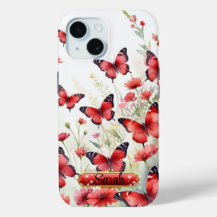 15 Funda para iPhone / iPad Mariposas Rojas y Negras