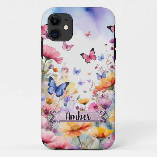 Funda De Case-Mate Para iPhone Funda para iPhone / iPad Mariposas Rosas y Azules (Reverso)