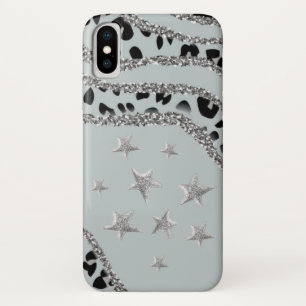 X Funda para iPhone / iPad plateada con leopardo