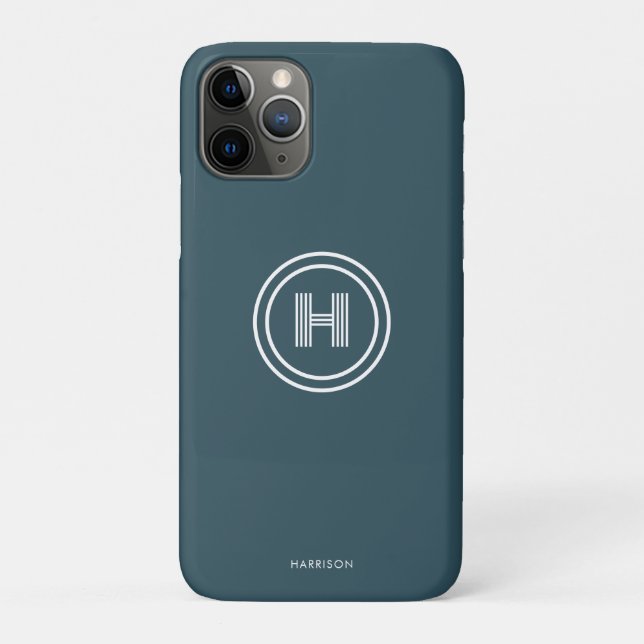 Funda De Case-Mate Para iPhone Funda para iPhone | Monograma Simple Moderno (Reverso)