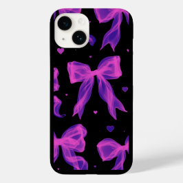 Funda Para iPhone 14 De Case-Mate Funda para iPhone negra con lazo de cinta morado e