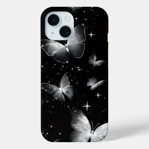 15 Funda para iPhone negra con mariposas blancas bril