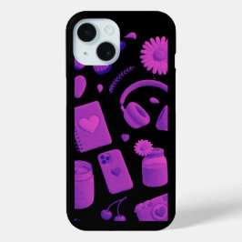 15 Funda para iPhone negra con patrón de cereza brill