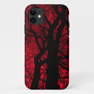 11 Funda para iPhone roja con árbol de alto contraste